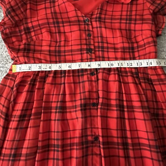 Old Navy Sz S Buffalo Plaid Shirt Dress Babydoll Red Black Retro Mini Fun Flirty - Picture 3 of 10